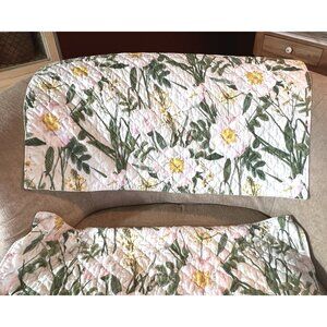 Curio Collection Wildflower Quilted King Shams GRN PNK YLW Stripe Split Back